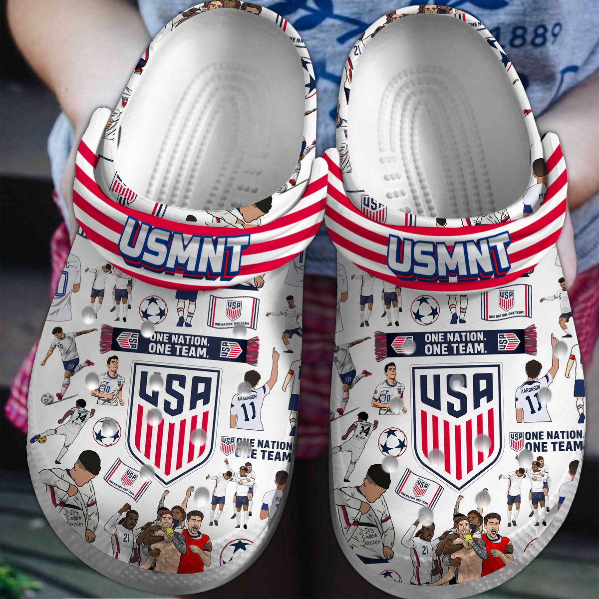 Footwearmerch US Men's National Soccer Team Premium Crocs Crocband Clogs Shoes Comfortable For Men Women and Kids