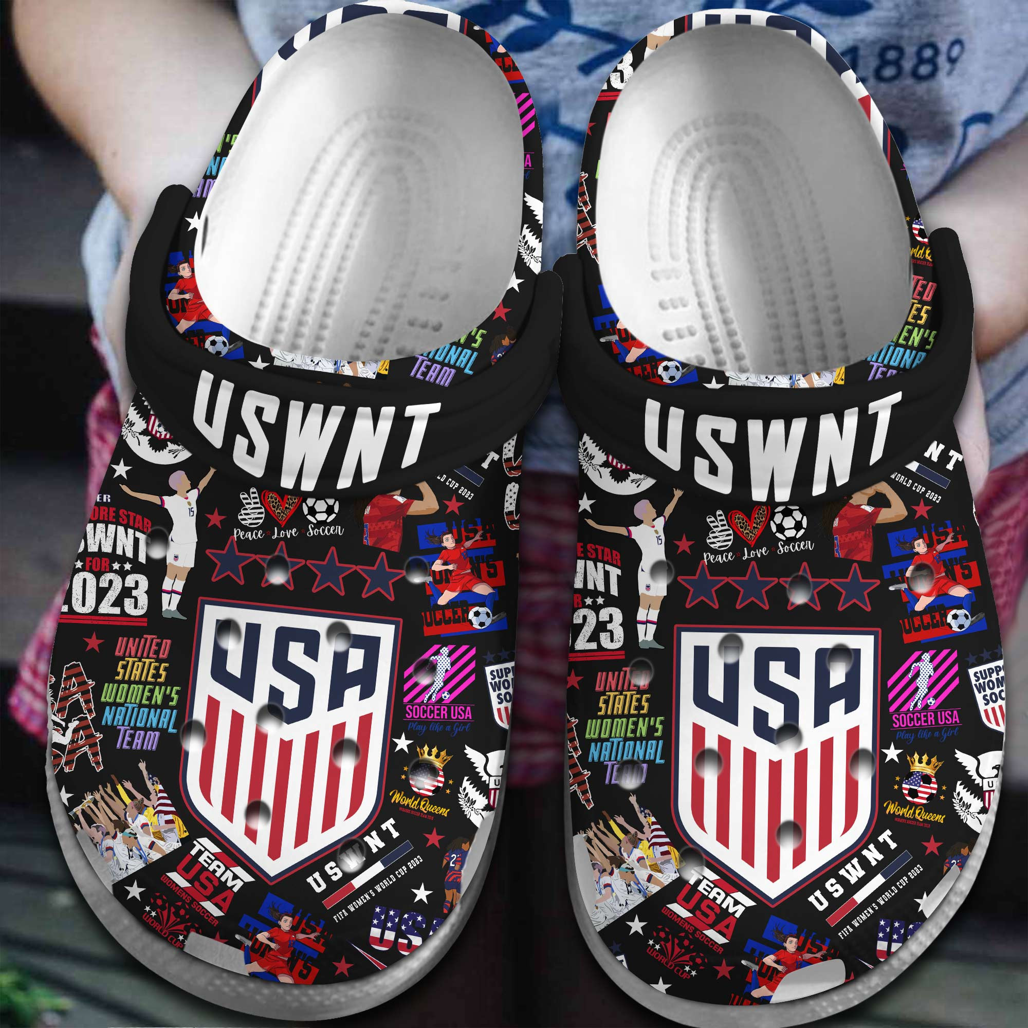 Footwearmerch U.S. Women's National Team US Soccer Sport Crocs Crocband Clogs Shoes Comfortable For Men Women and Kids
