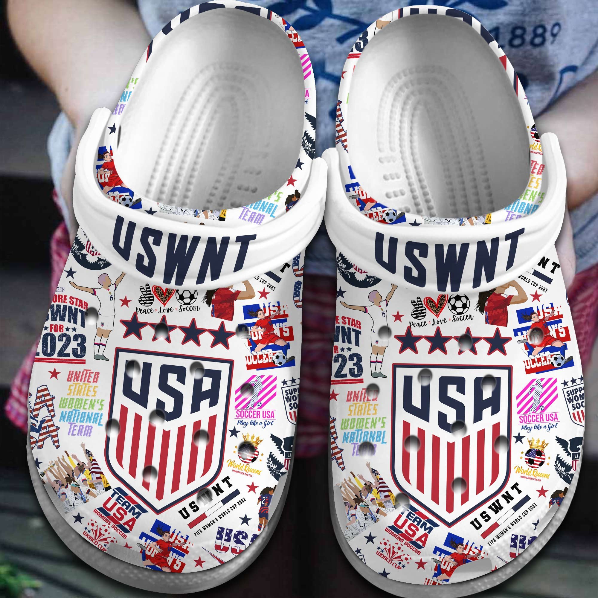 Footwearmerch U.S. Women's National Team US Soccer Sport Crocs Crocband Clogs Shoes Comfortable For Men Women and Kids