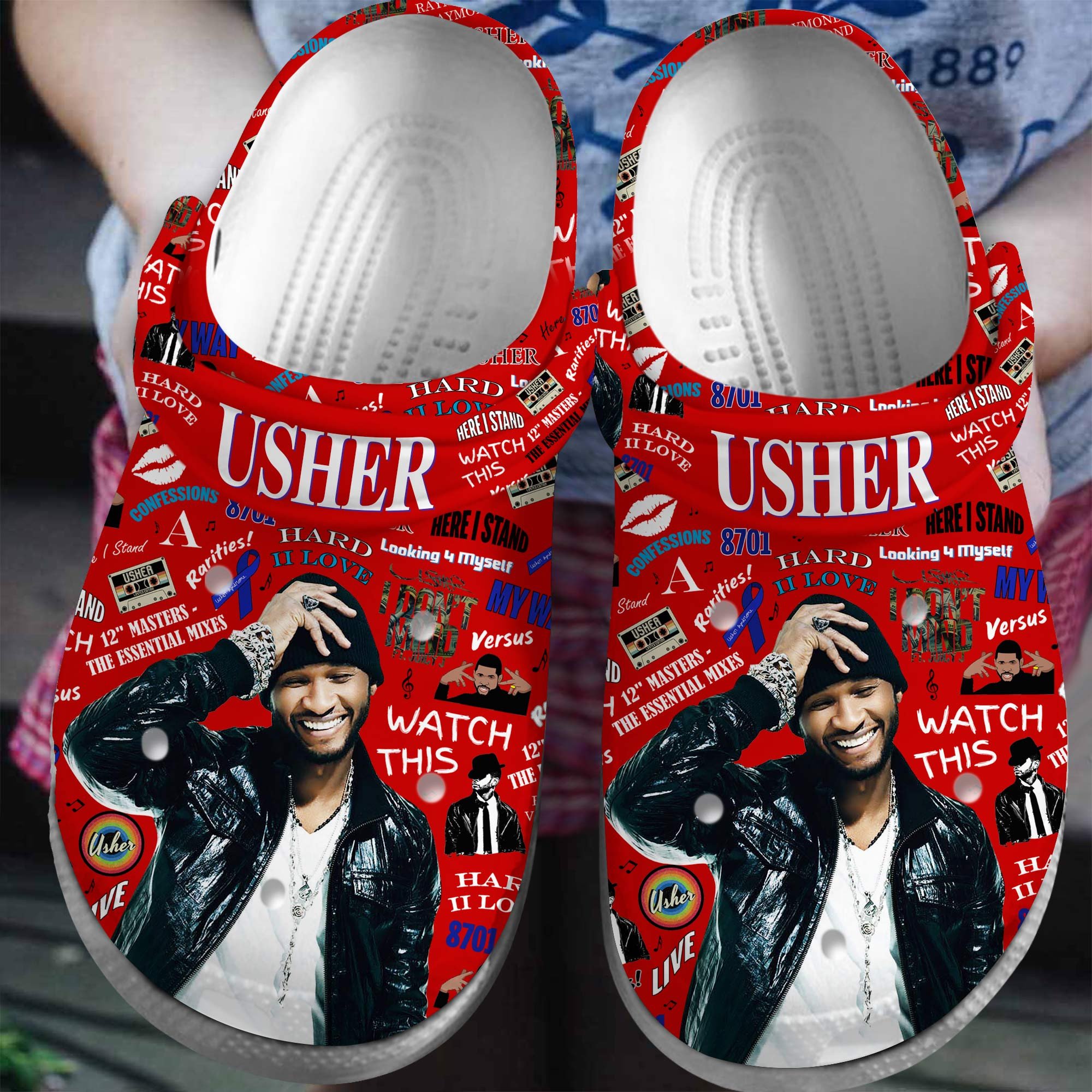Footwearmerch Usher Singer Music Crocs Crocband Clogs Shoes Comfortable For Men Women and Kids