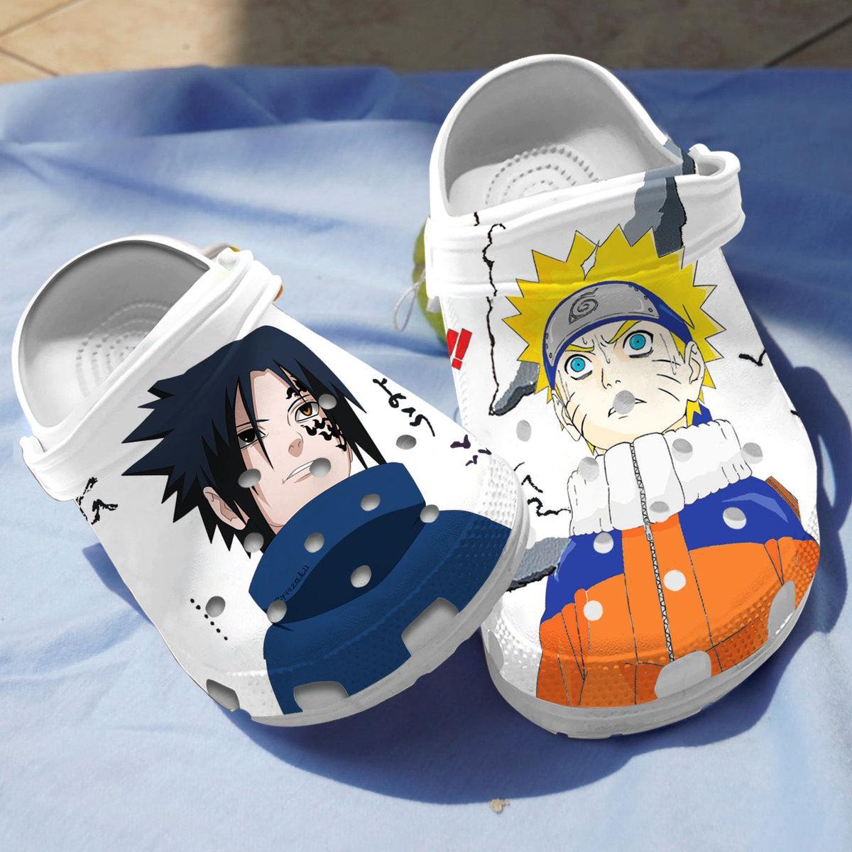 Footwearmerch Uzumaki Naruto vs Uchiha Sasuke Naruto Anime Crocs Crocband Clogs Shoes Comfortable For Men Women and Kids