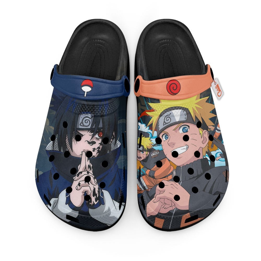 Footwearmerch Uzumaki Naruto vs Uchiha Sasuke Naruto Shippuden Anime Crocs Crocband Clogs Shoes Comfortable For Men Women and Kids