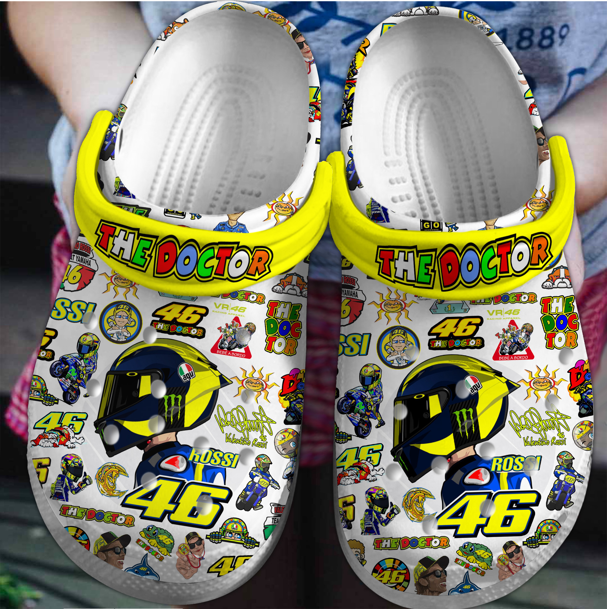 Footwearmerch Valentino Rossi MotoGP Sport Crocs Crocband Clogs Shoes Comfortable For Men Women and Kids