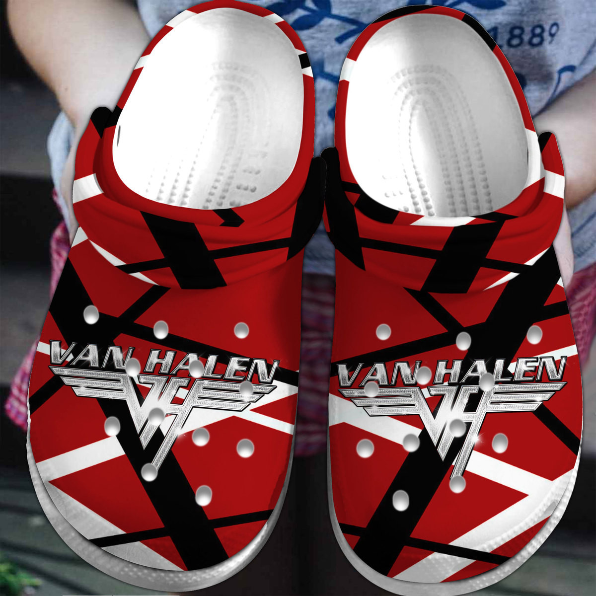 Footwearmerch Van Halen Rock Band Music Crocs Crocband Clogs Shoes Comfortable For Men Women and Kids