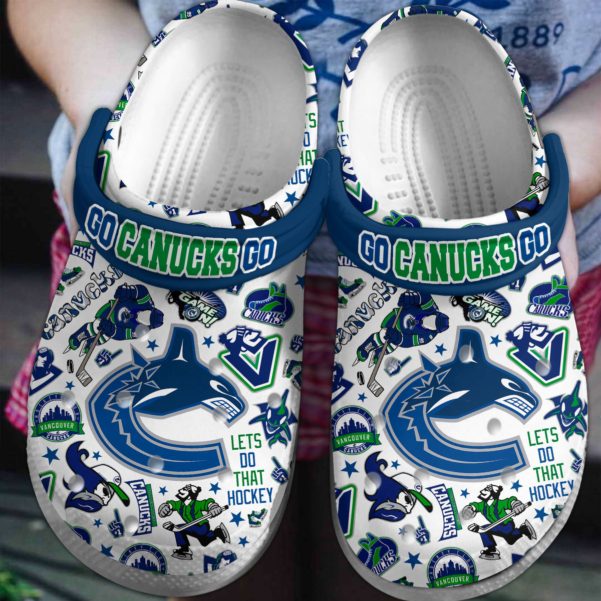 Footwearmerch Vancouver Canucks NHL Sport Crocs Crocband Clogs Shoes Comfortable For Men Women and Kids