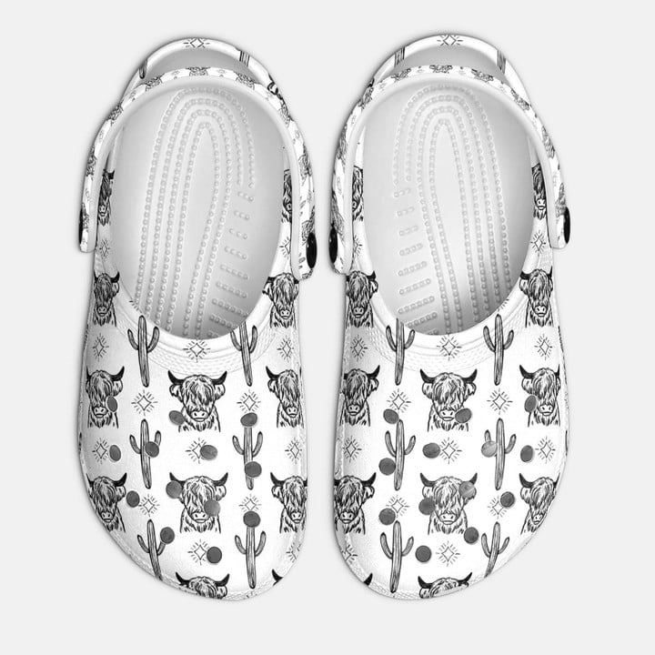 Footwearmerch Vintage Highland Cow And Cactus Crocs Crocband Clogs Shoes Comfortable For Men Women and Kids