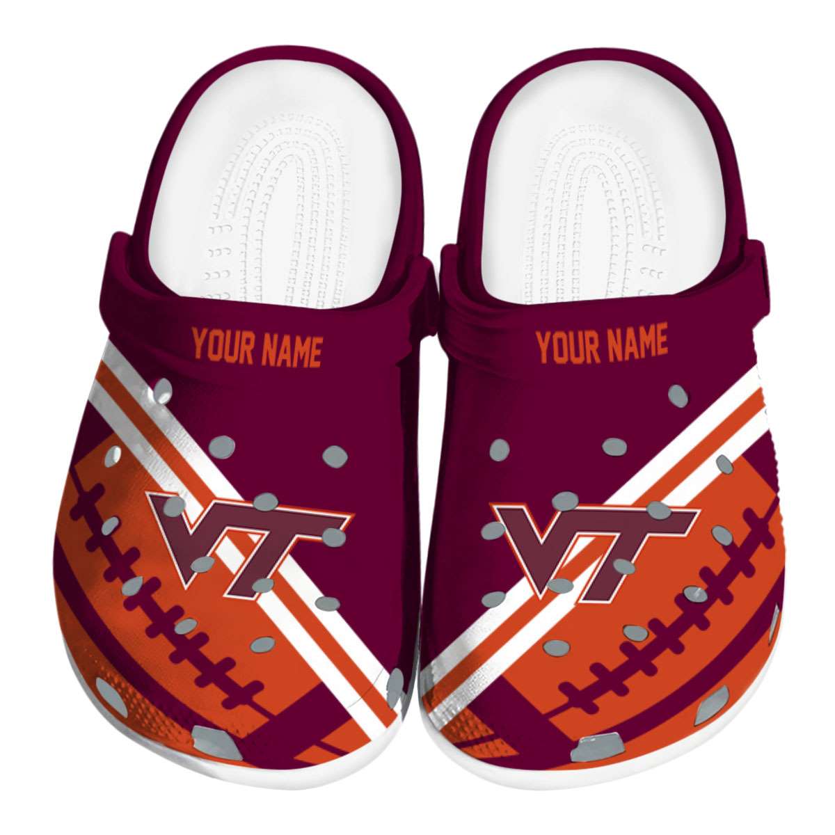 Footwearmerch Virginia Tech Hokies NCAA Sport Crocs Crocband Clogs Shoes Comfortable For Men Women and Kids