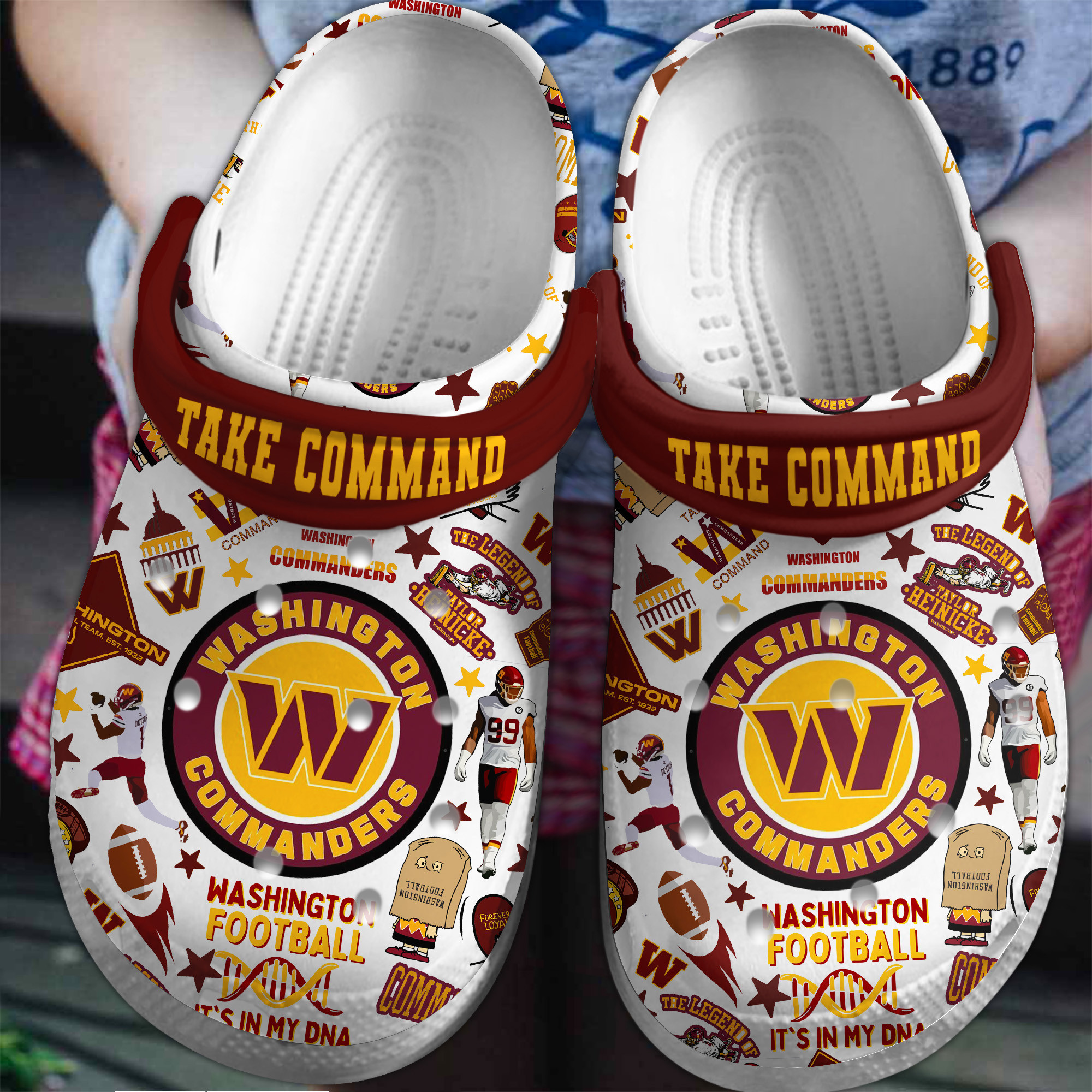 Footwearmerch Washington Cammanders NFL Sport Crocs Crocband Clogs Shoes Comfortable For Men Women and Kids