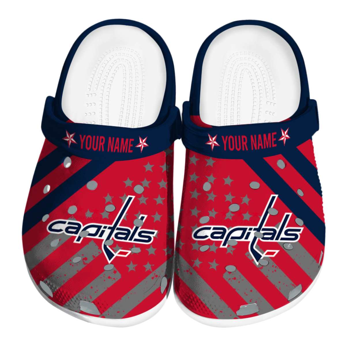 Footwearmerch Washington Capitals NHL Sport Crocs Crocband Clogs Shoes Comfortable For Men Women and Kids