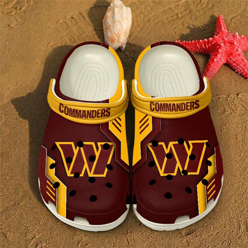 Footwearmerch Washington Commanders NFL Crocs Crocband Clogs Shoes Comfortable For Men Women and Kids