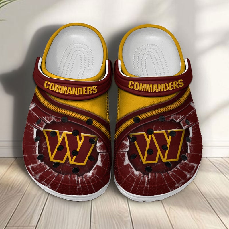 Footwearmerch Washington Commanders NFL Crocs Crocband Clogs Shoes Comfortable For Men Women and Kids