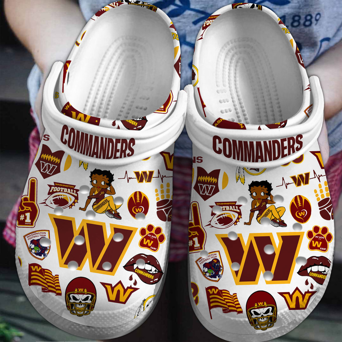 Footwearmerch Washington Commanders NFL Sport Crocs Crocband Clogs Shoes Comfortable For Men Women and Kids