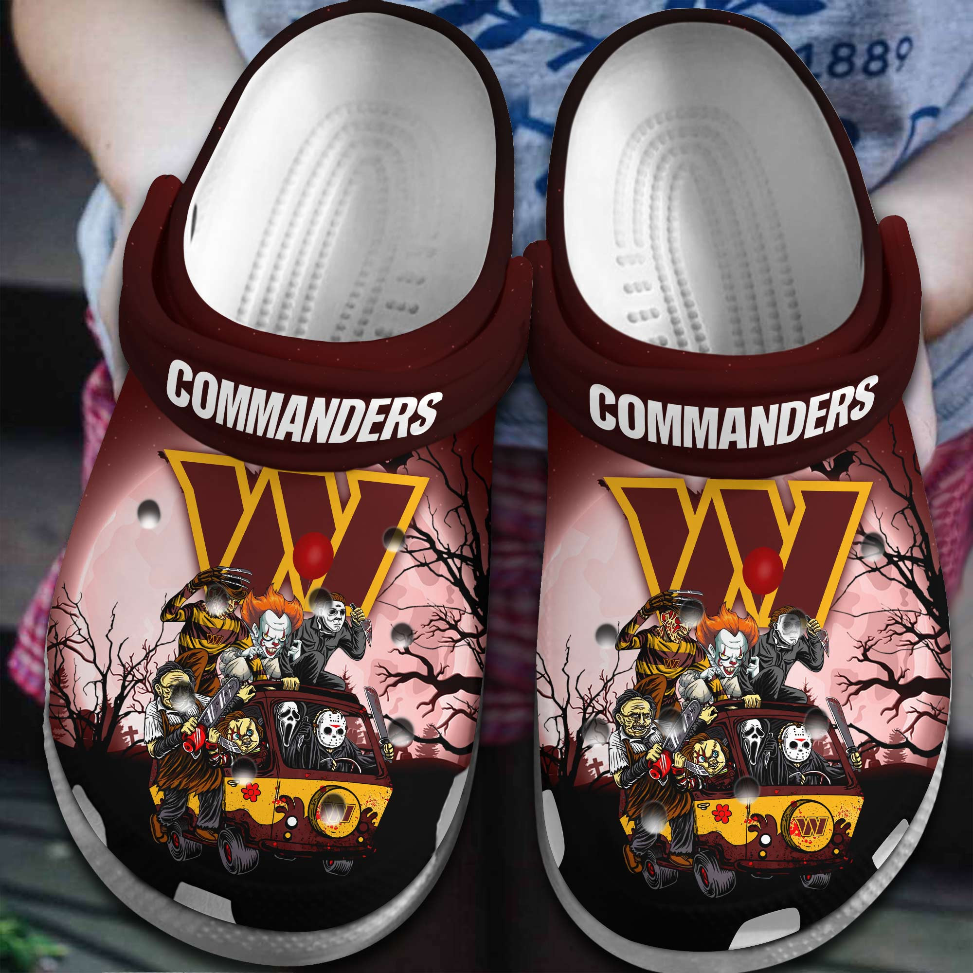 Footwearmerch Washington Commanders NFL Sport Crocs Crocband Clogs Shoes Comfortable For Men Women and Kids