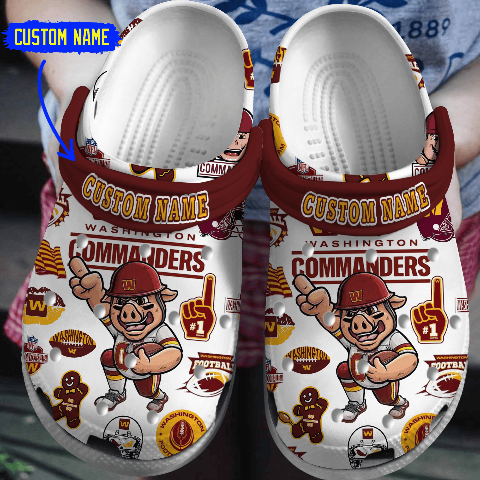 Footwearmerch Washington Commanders NFL Sport Crocs Crocband Clogs Shoes Comfortable For Men Women and Kids