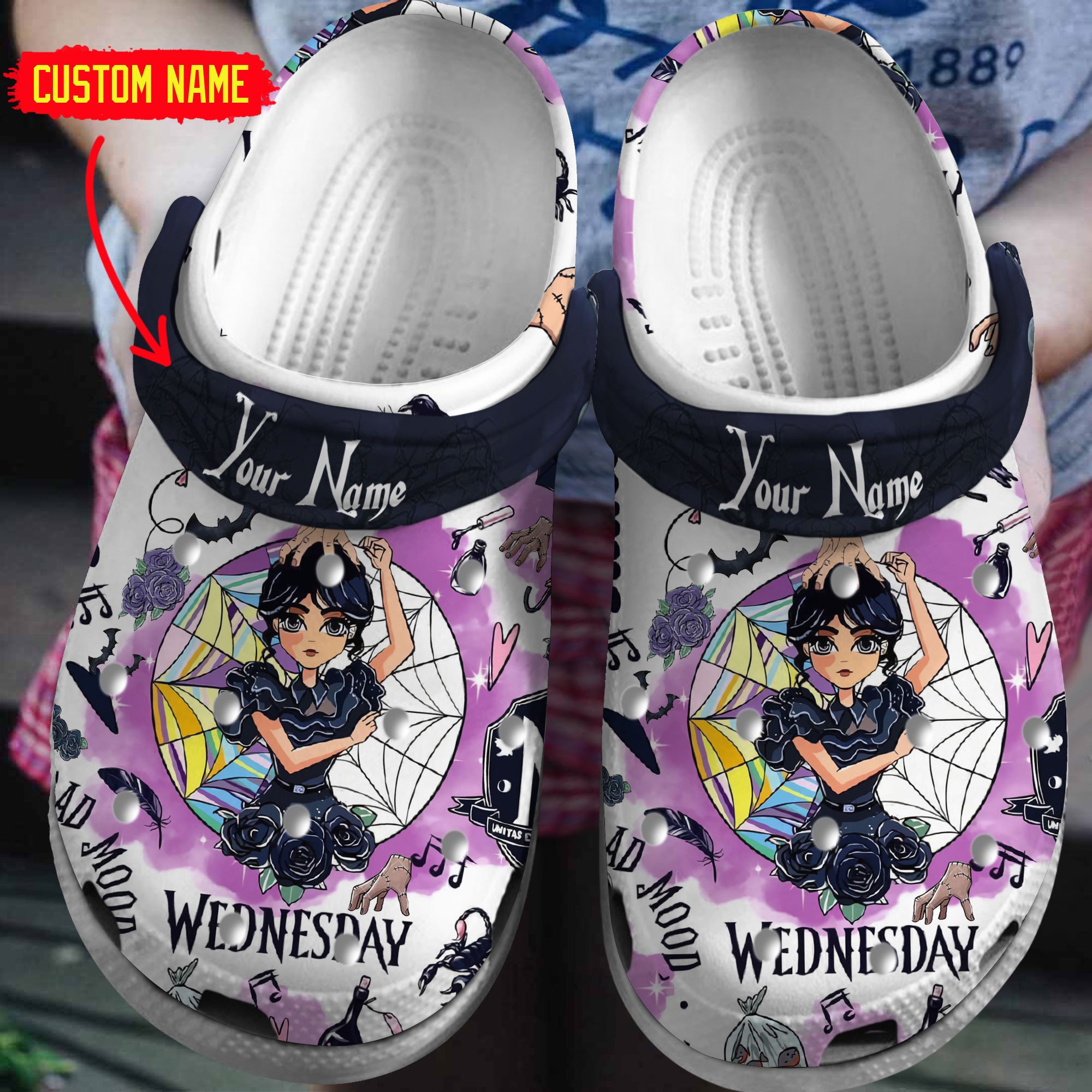 Footwearmerch Wednesday Movie Crocs Crocband Clogs Shoes Comfortable For Men Women and Kids