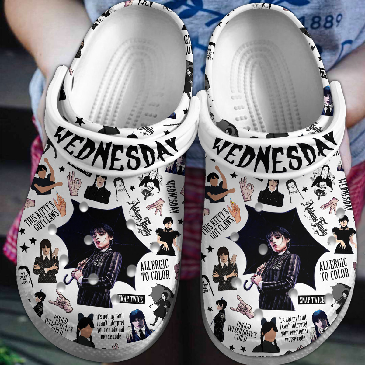 Footwearmerch Wednesday Movie Crocs Crocband Clogs Shoes Comfortable For Men Women and Kids