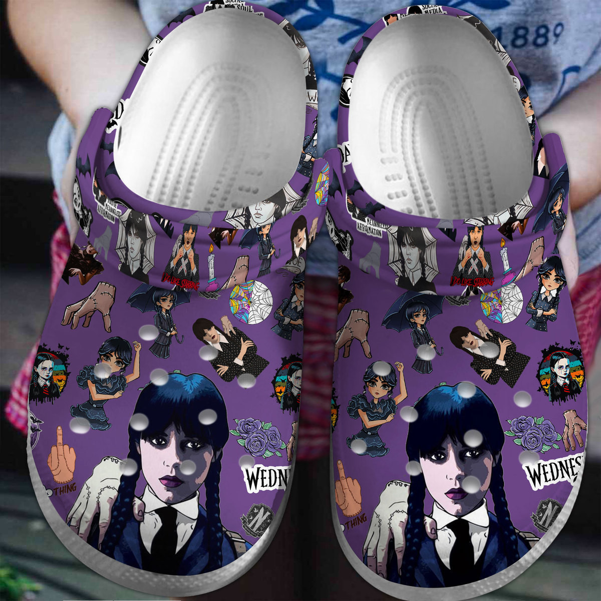 Footwearmerch Wednesday Movie Crocs Crocband Clogs Shoes Comfortable For Men Women and Kids