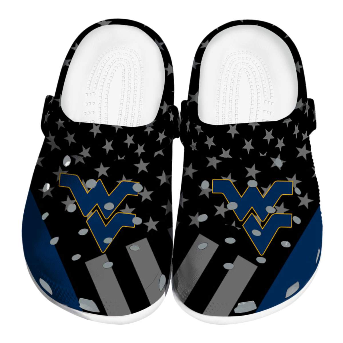 Footwearmerch West Virginia Mountaineers NCAA Sport Crocs Crocband Clogs Shoes Comfortable For Men Women and Kids