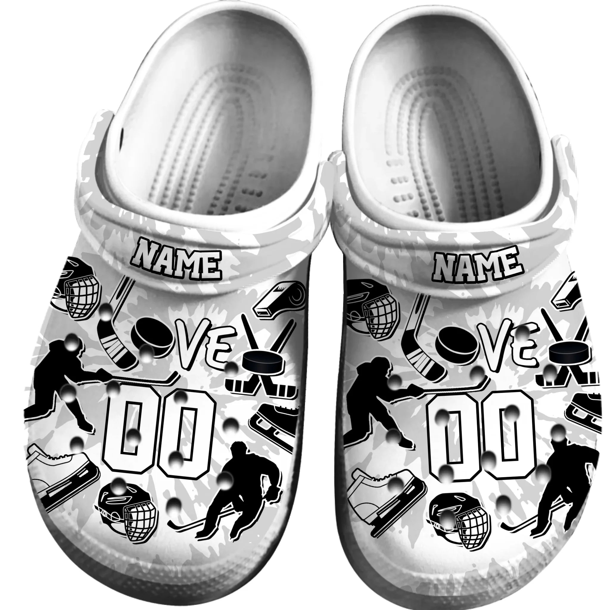 Footwearmerch White Tie-Dye Ice Hockey Sport Crocs Crocband Clogs Shoes Comfortable For Men Women and Kids