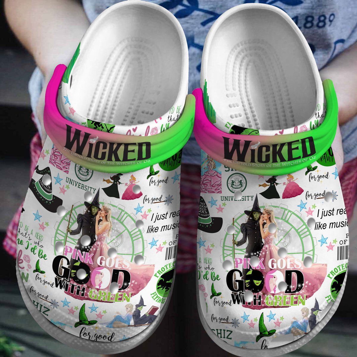 Footwearmerch Wicked Movie Crocs Crocband Clogs Shoes Comfortable For Men Women and Kids
