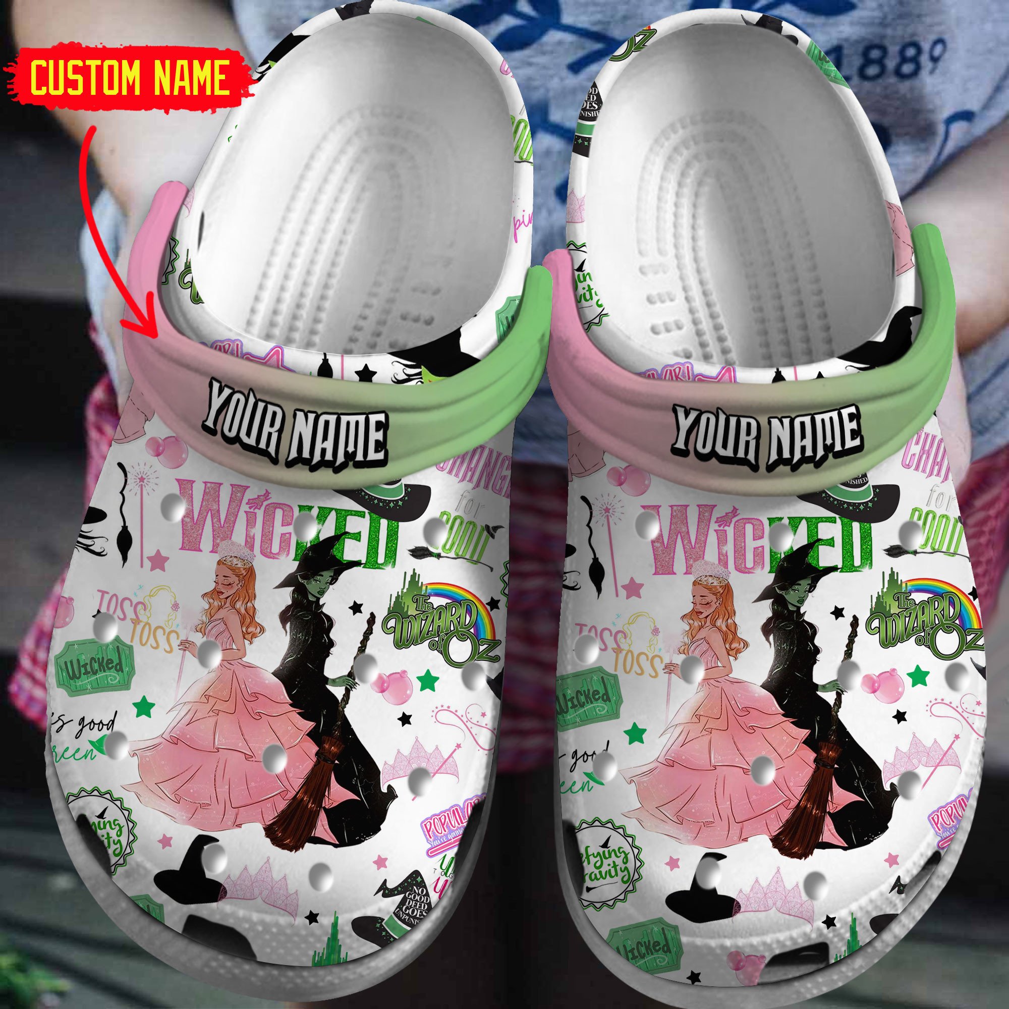 Footwearmerch Wicked Movie Crocs Crocband Clogs Shoes Comfortable For Men Women and Kids