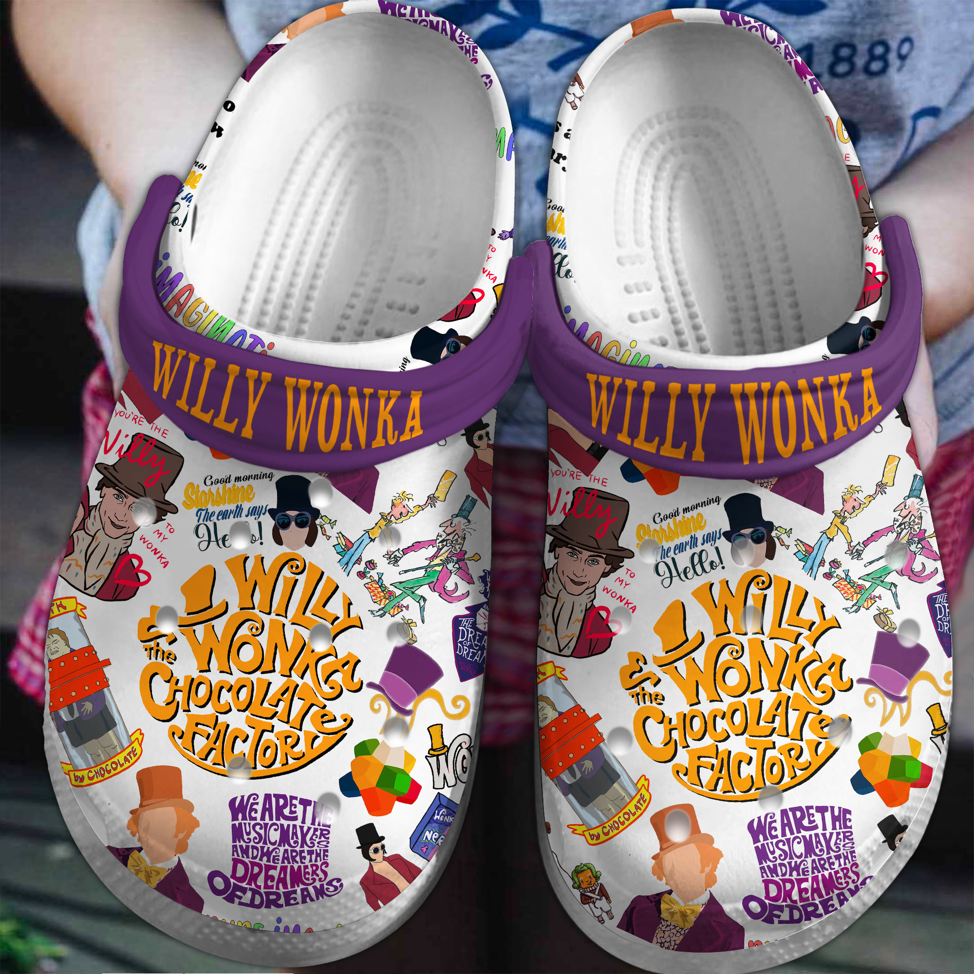 Footwearmerch Willy Wonka Movie Crocs Crocband Clogs Shoes Comfortable For Men Women and Kids