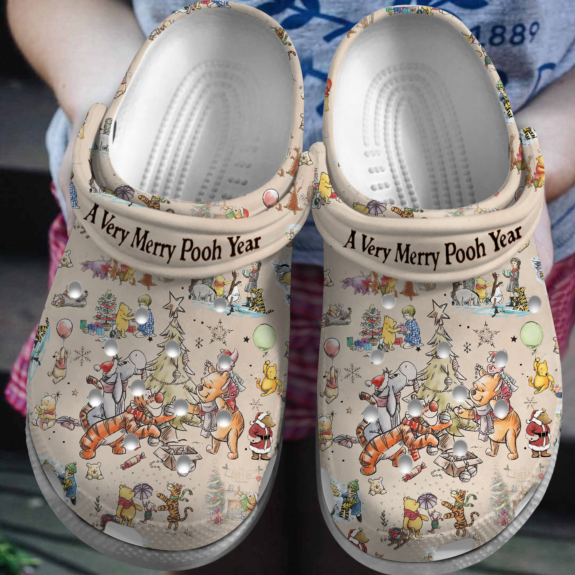 Footwearmerch Winnie The Pooh Cartoon Crocs Crocband Clogs Shoes Comfortable For Men Women and Kids
