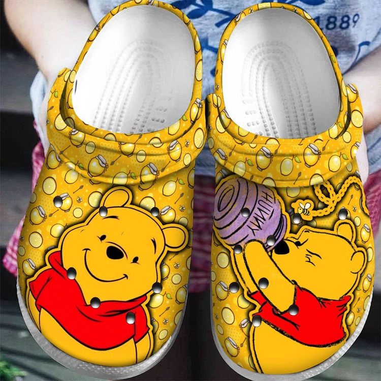 Footwearmerch Winnie The Pooh Cartoon Crocs Crocband Clogs Shoes Comfortable For Men Women and Kids
