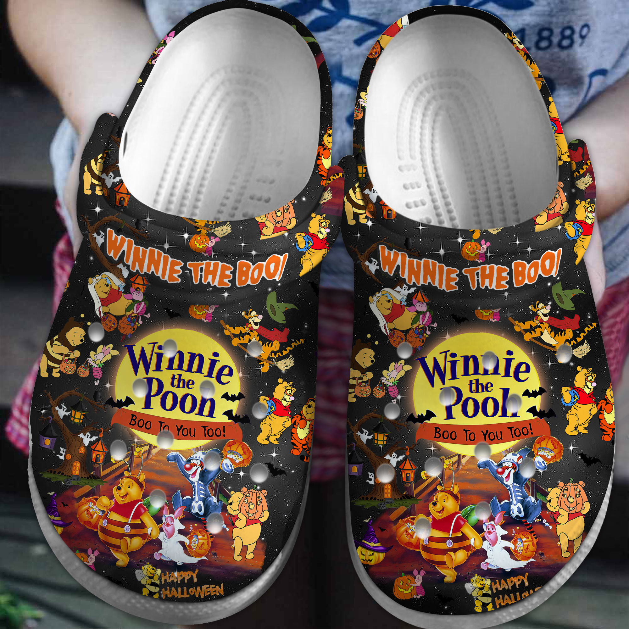 Footwearmerch Winnie The Pooh Cartoon Crocs Crocband Clogs Shoes Comfortable For Men Women and Kids