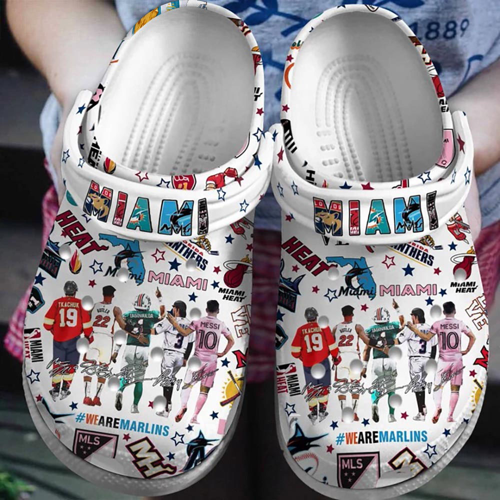 Footwearmerch Lionel Messi Miami Sport Crocs Crocband Clogs Shoes Comfortable For Men Women and Kids