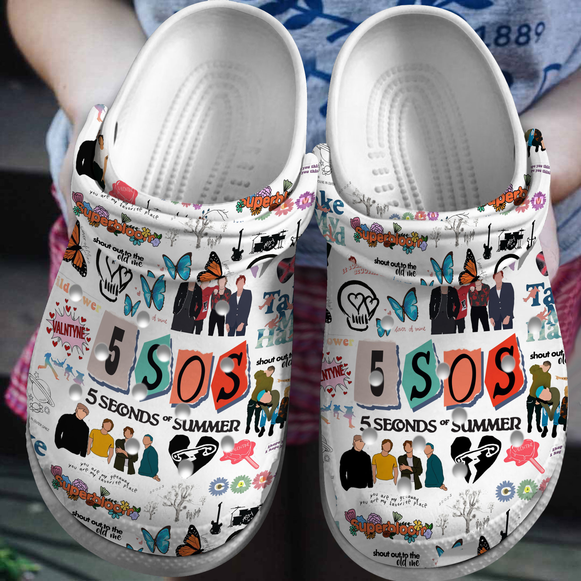 Premium 5 Seconds of Summer Music Crocs Crocband Clogs Shoes Comfortable For Men Women and Kids