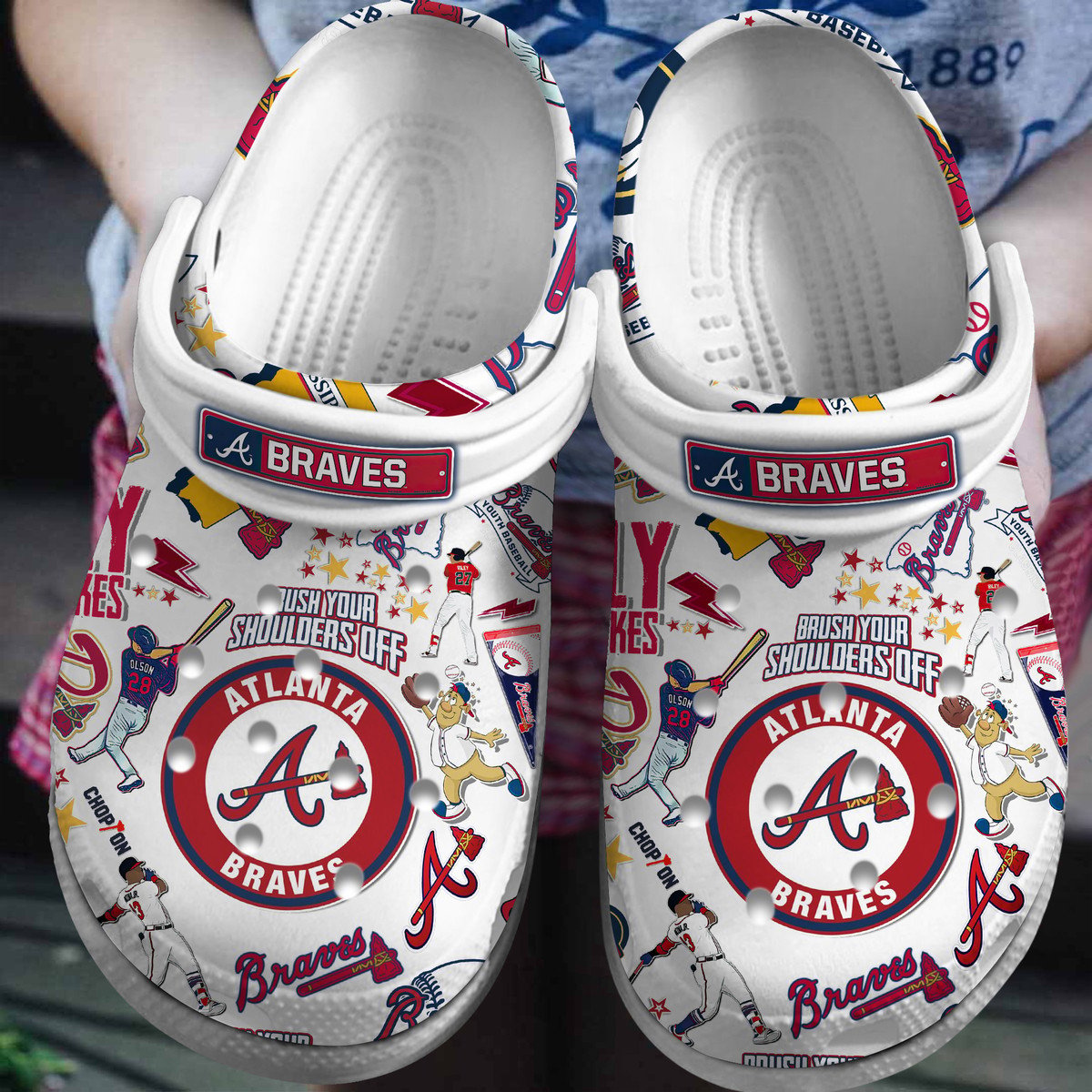 Footwearmerch Atlanta Braves Baseball team MLB Sport Custom Name Crocs Clogs Crocband Shoes Comfortable For Men Women and Kids