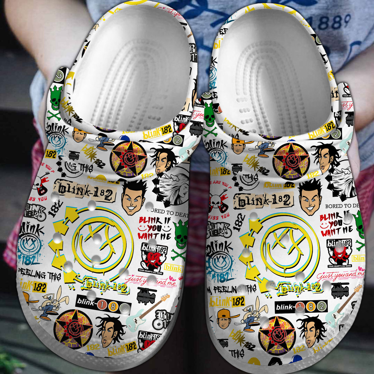 Footwearmerch Blink 182 Band Music Crocs Crocband Clogs Shoes Comfortable For Men Women and Kids