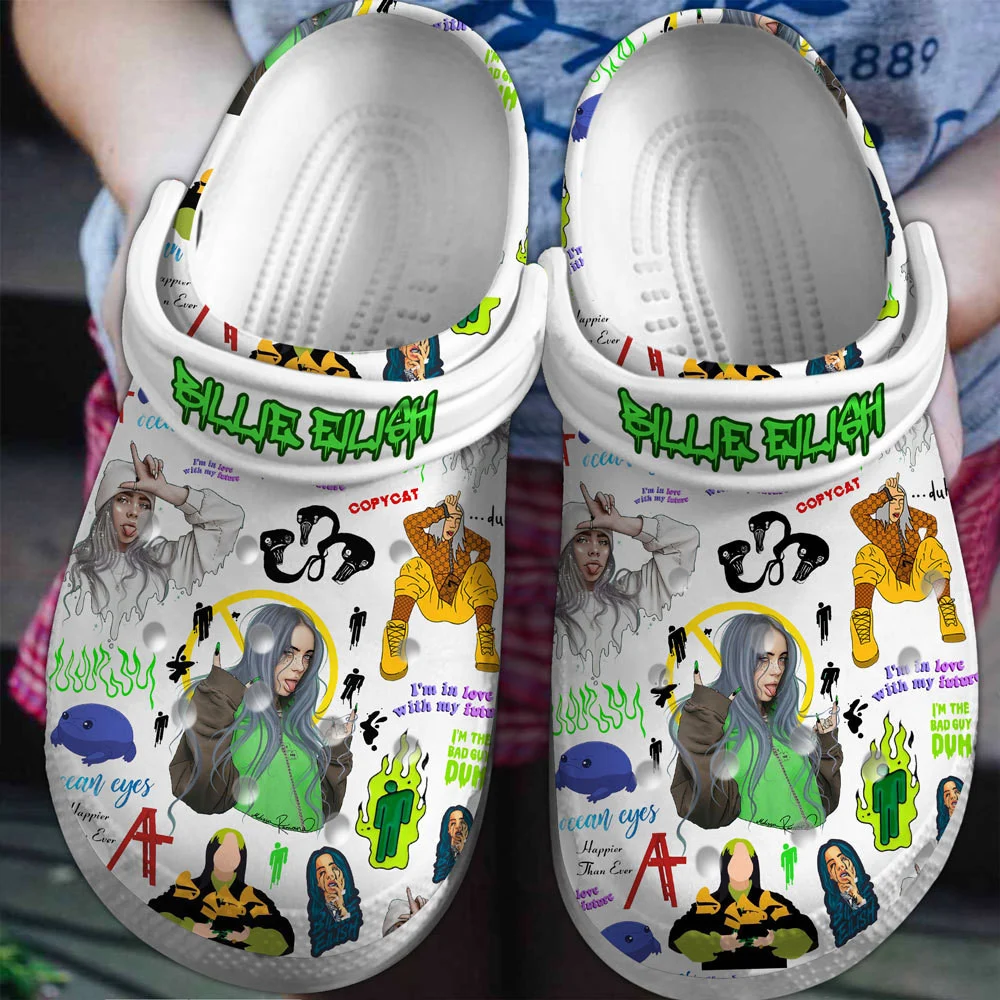 Footwearmerch Billie Eilish Singer Music Crocs Crocband Clogs Shoes Comfortable For Men Women and Kids