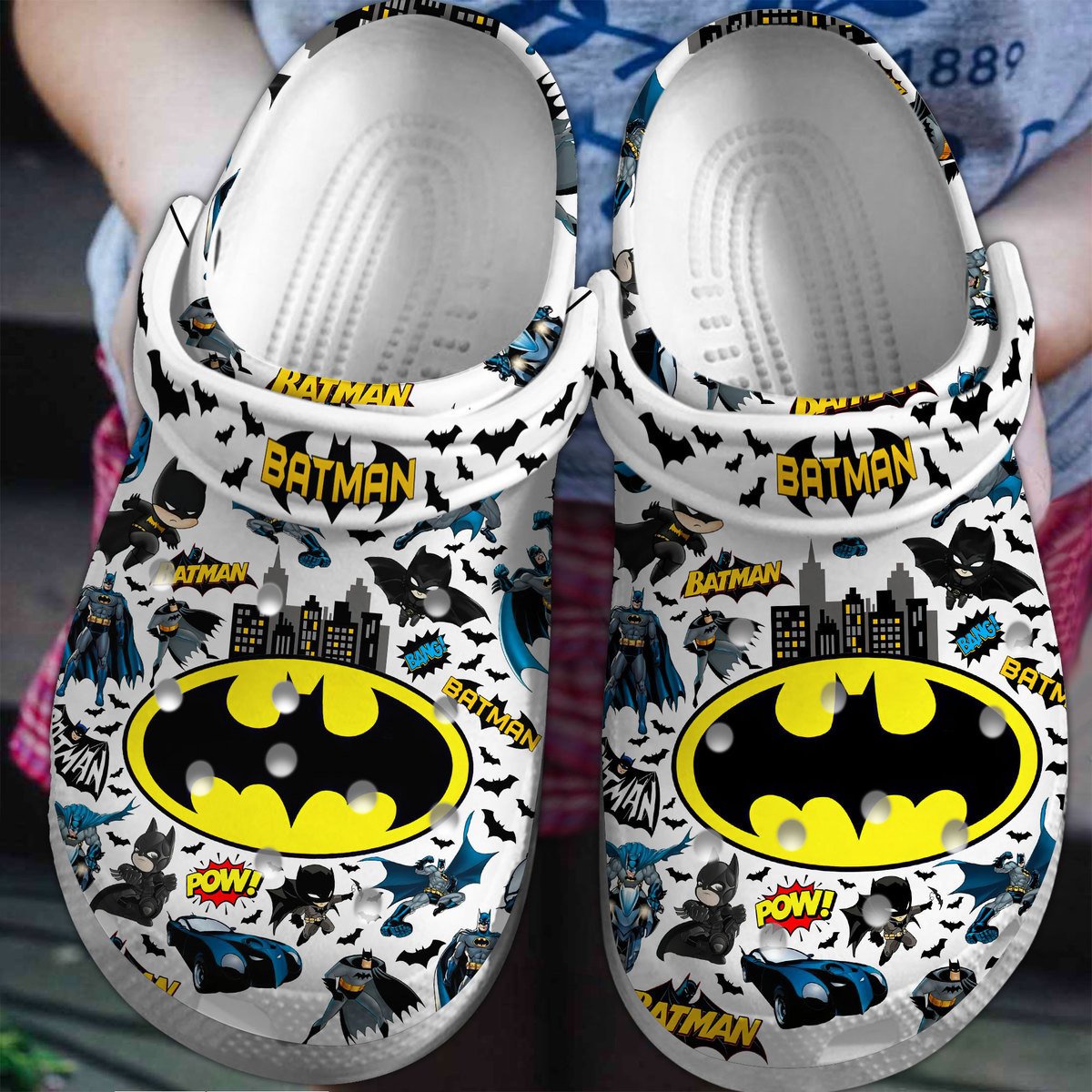 Footwearmerch Batman Pow Movie Crocs Crocband Clogs Shoes Comfortable For Men Women and Kids