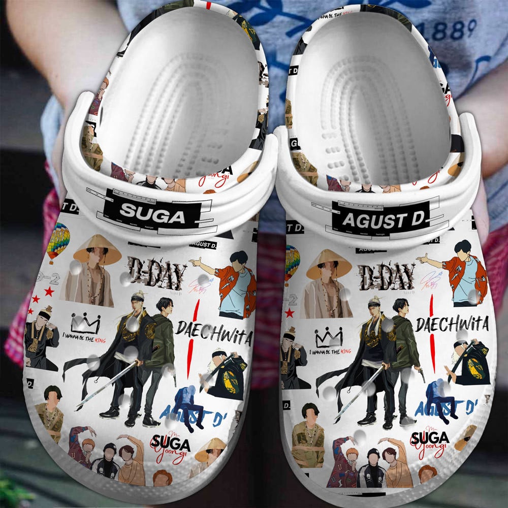 Footwearmerch Suga BTS Music Band Crocs Crocband Clogs Shoes Comfortable For Men Women and Kids