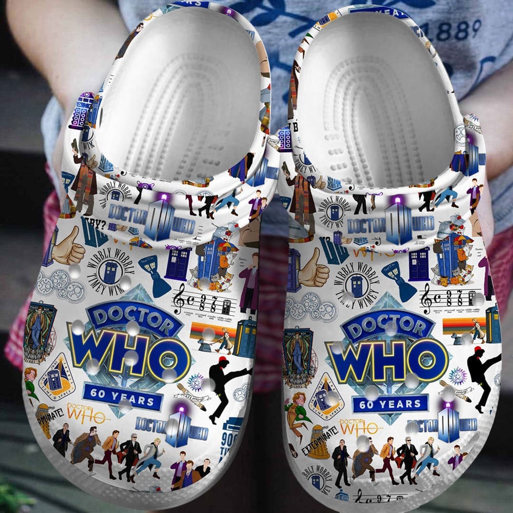 Footwearmerch Doctor Who Anniversary 60 Years TV Series Crocs Crocband Clogs Shoes Comfortable For Men Women and Kids