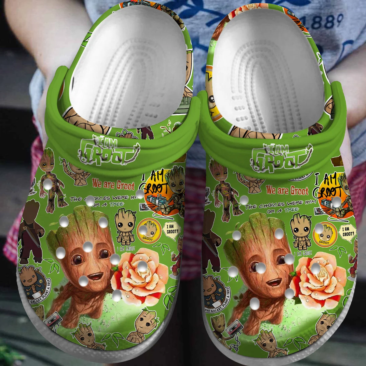 Footwearmerch Groot Guardians of the Galaxy Movie Custom Name Crocs Crocband Shoes Clogs Comfortable For Men Women and Kids