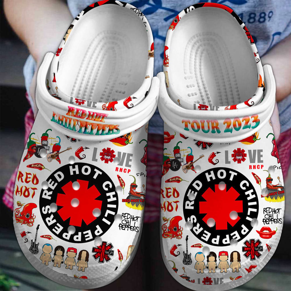 Footwearmerch Red Hot Chili Peppers Rock Band Music Crocs Clogs Crocband Shoes Comfortable For Men Women and Kids