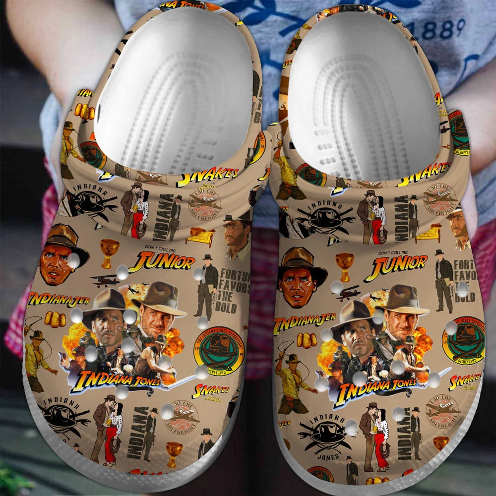 Footwearmerch Indiana Jones Movie Crocs Crocband Clogs Shoes Comfortable For Men Women and Kids