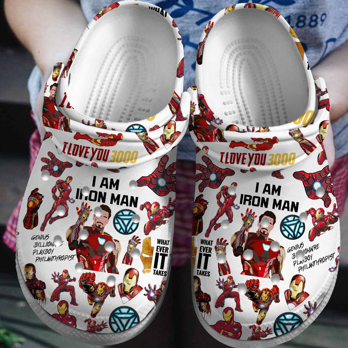 Footwearmerch Iron Man I Love You 3000 Movie Crocs Crocband Clogs Shoes Comfortable For Men Women and Kids