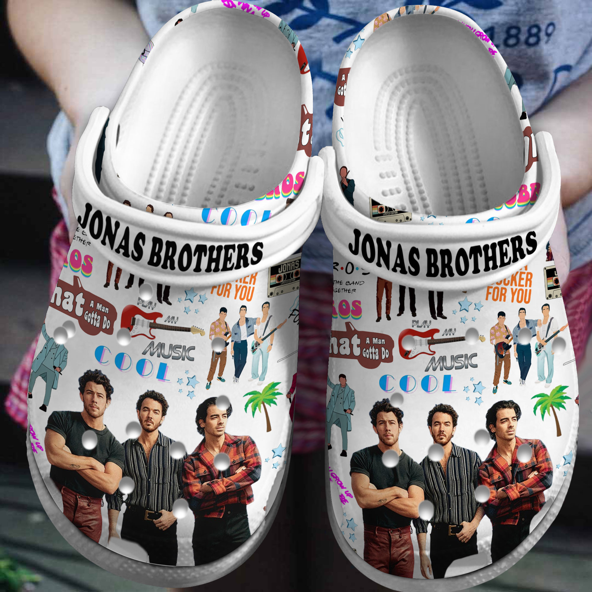 Premium Jonas Brother Music Crocs Crocband Clogs Shoes Comfortable For Men Women and Kids