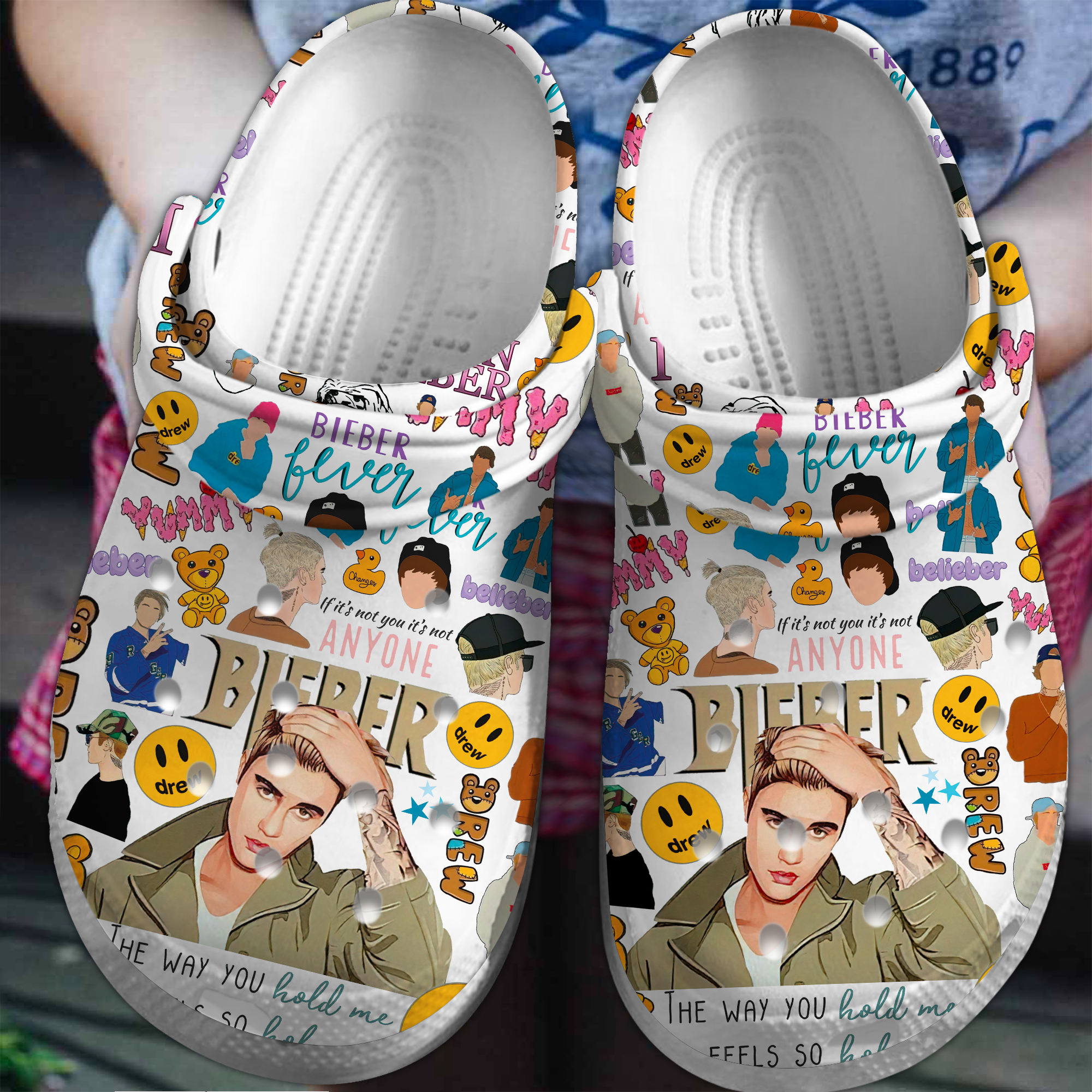 Footwearmerch Justin Bieber Singer Music Crocs Crocband Clogs Shoes Comfortable For Men Women and Kids