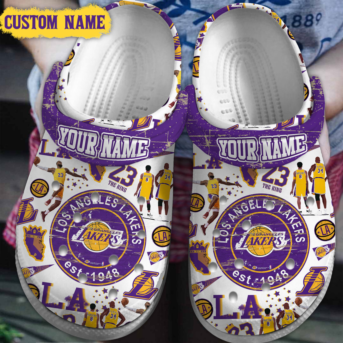 Premium Los Angeles Lakers NBA Sport Crocs Crocband Clogs Shoes Comfortable For Men Women and Kids