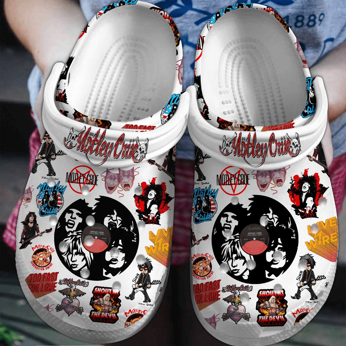 Footwearmerch Motley Crue Music Band Crocs Crocband Clogs Shoes Comfortable For Men Women and Kids