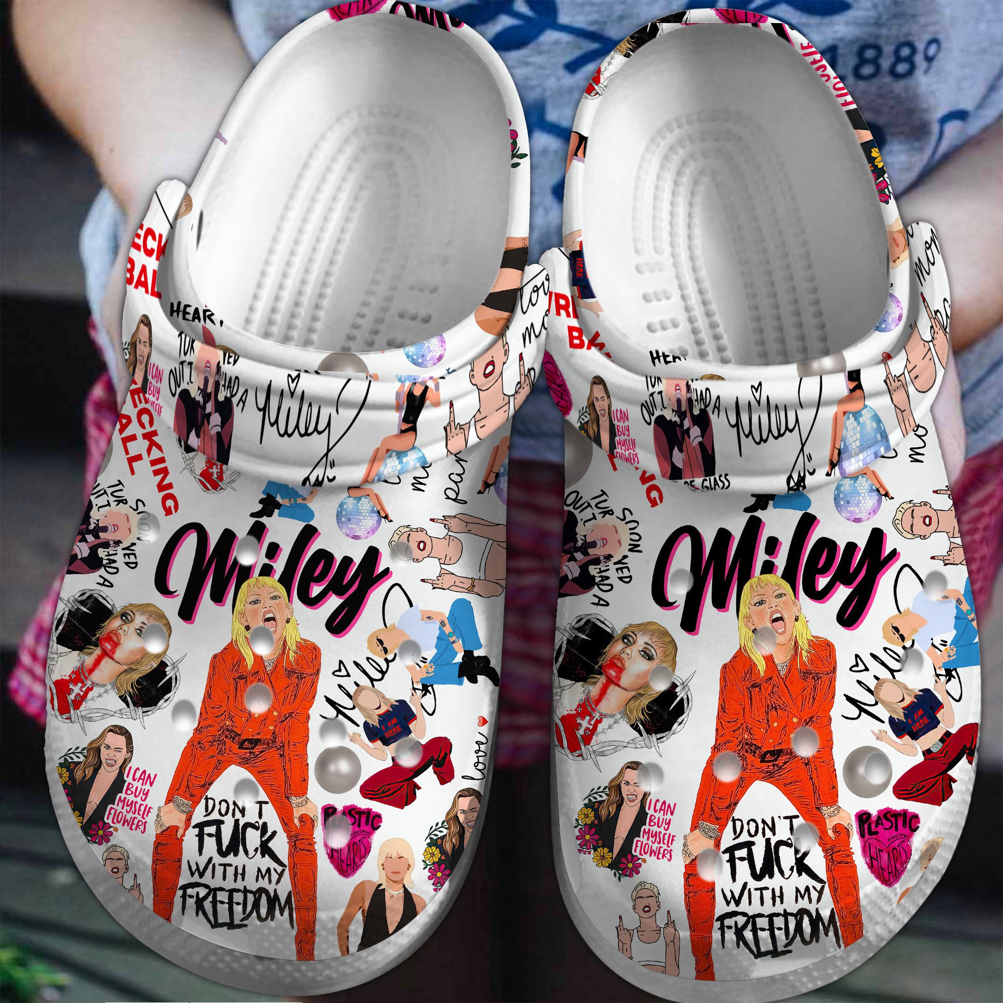 Footwearmerch Miley Cyrus Singer Music Crocs Crocband Clogs Shoes Comfortable For Men Women and Kids