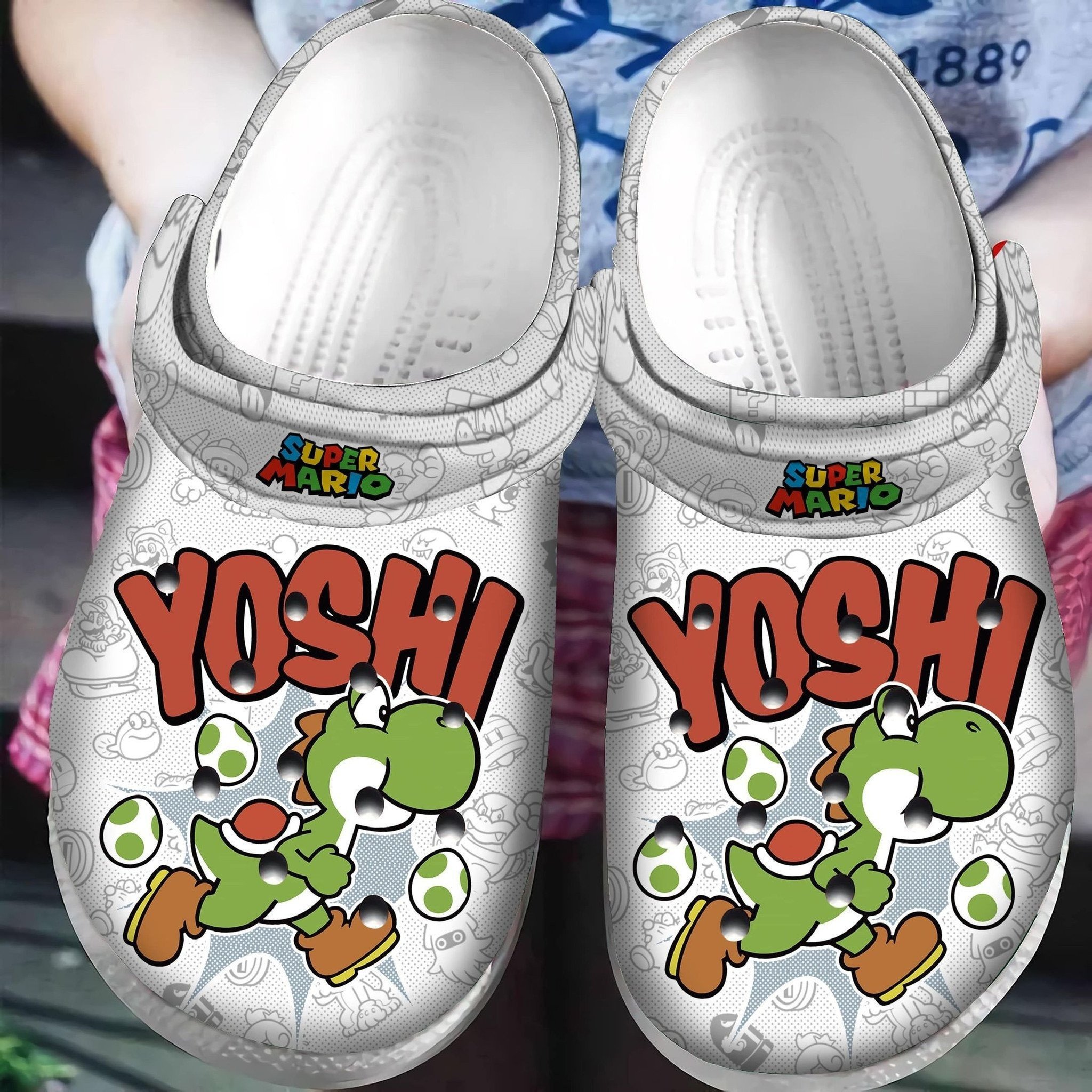 Footwearmerch Yoshi Super Mario Crocs Crocband Clogs Shoes Comfortable For Men Women and Kids