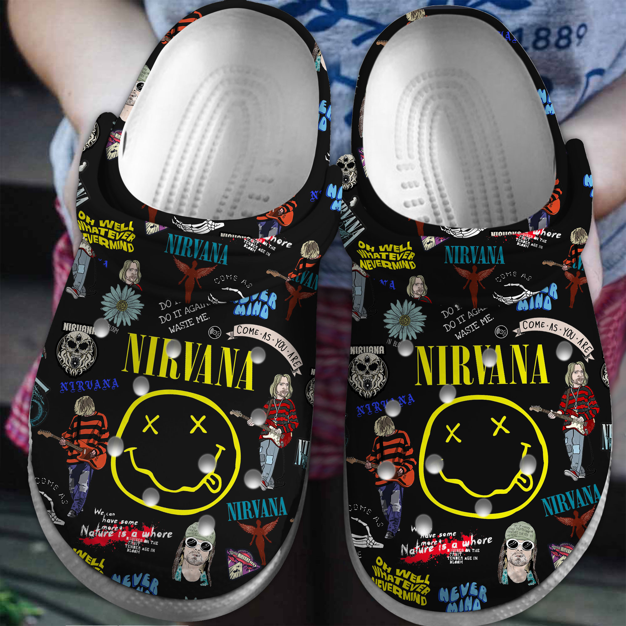 Premium Nirvana Music Crocs Crocband Clogs Shoes Comfortable For Men Women and Kids