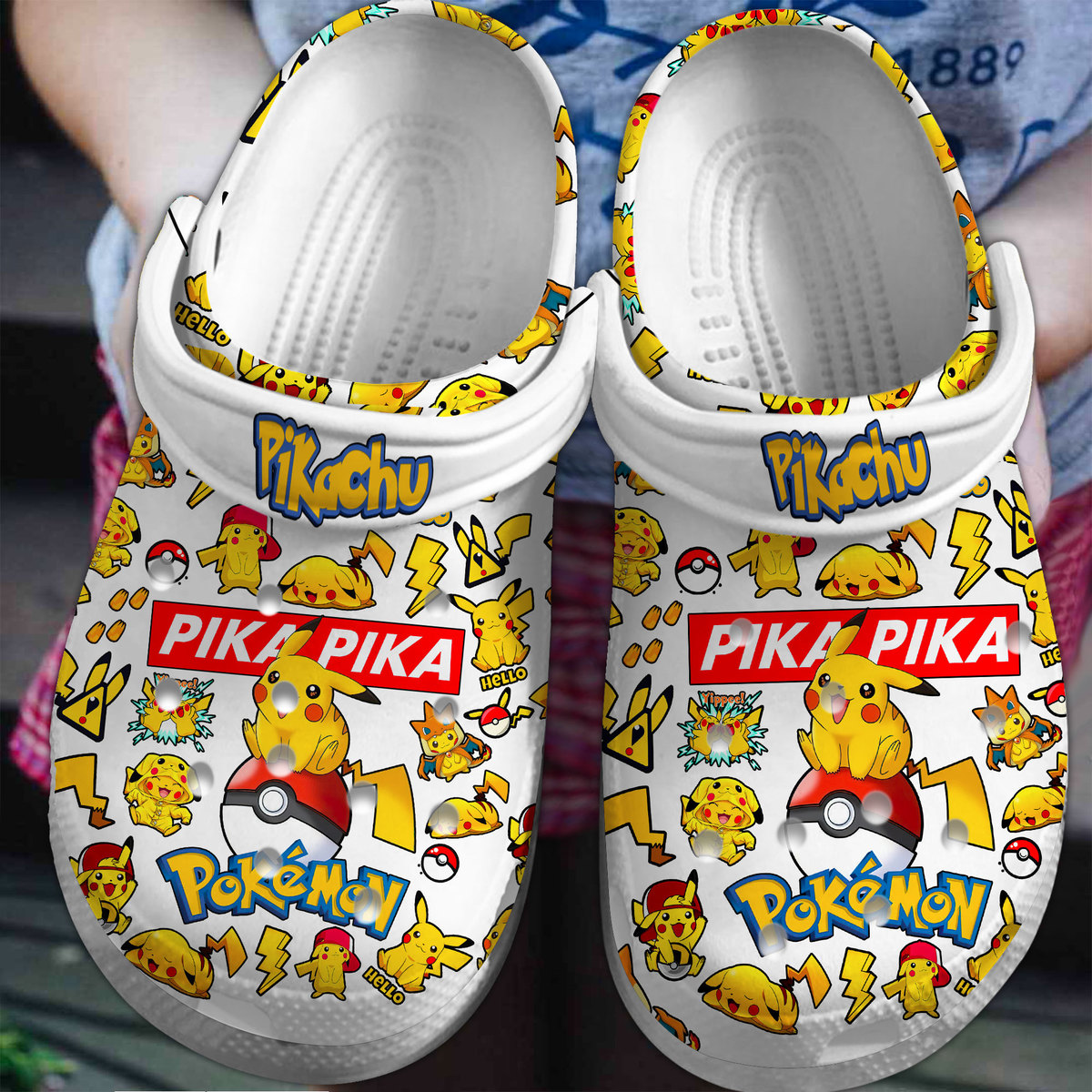 Footwearmerch Pikachu Pokemon Anime Cartoon Crocs Crocband Clogs Shoes Comfortable For Men Women and Kids