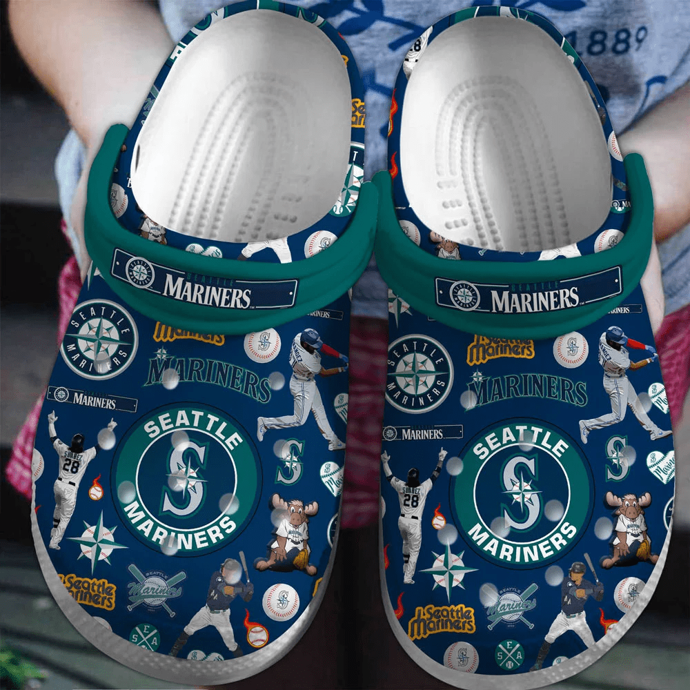 Footwearmerch Seattle Mariners Baseball team MLB Sport Crocs Clogs Crocband Shoes Comfortable For Men Women and Kids